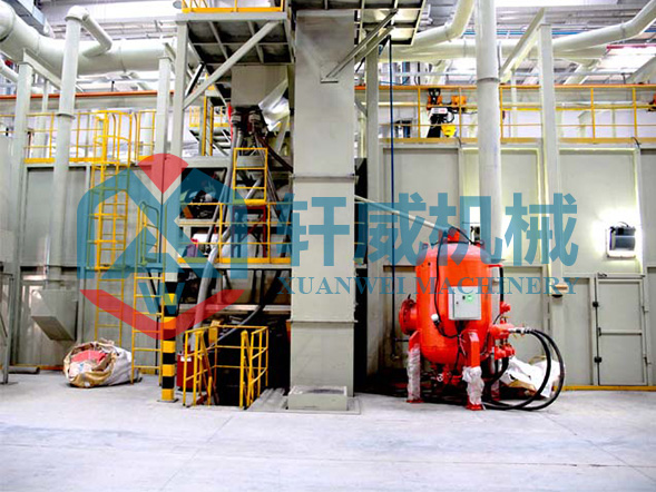 Suspended shot blasting machine